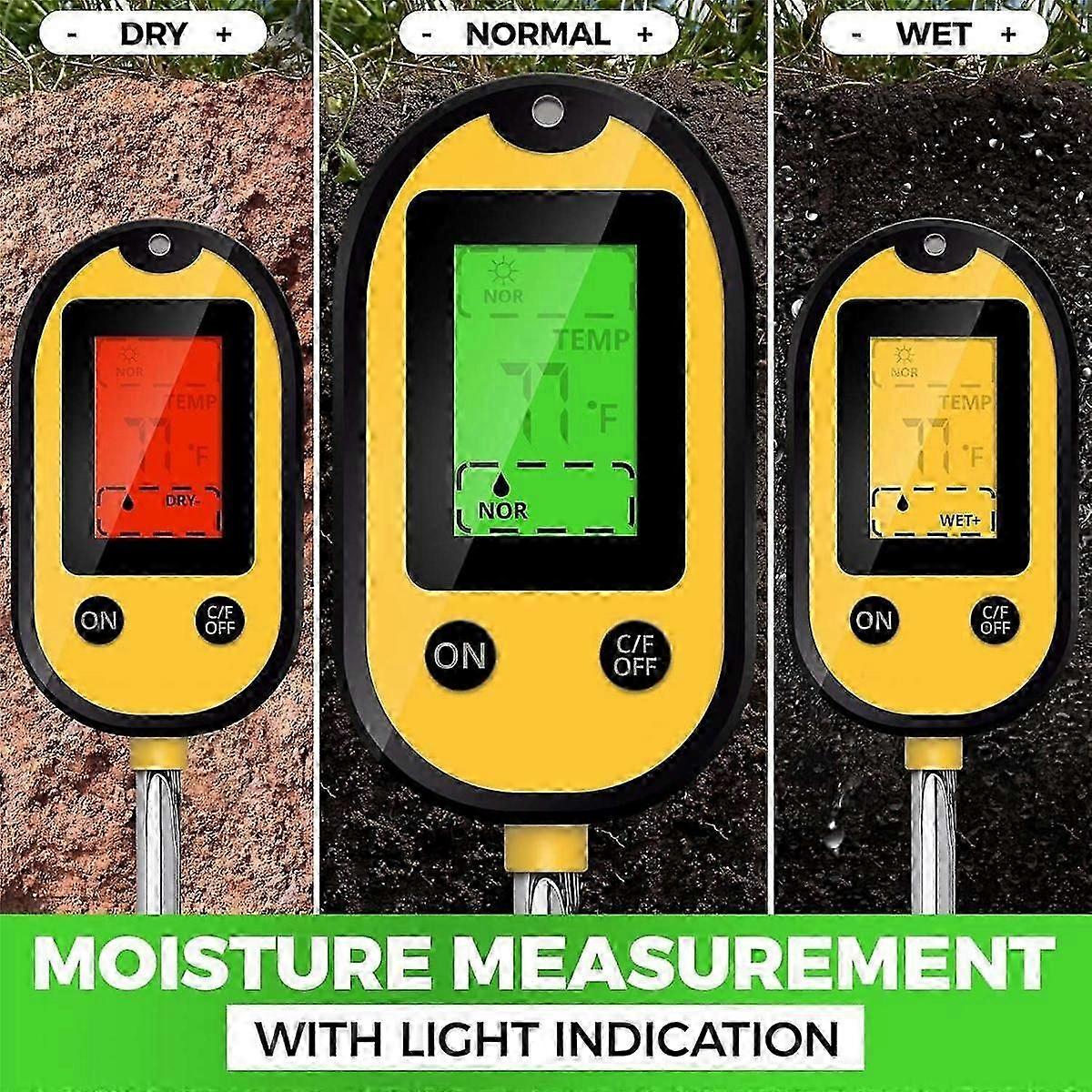 5-in-1 Soil Moisture Meter, Environment Illumination/sunlight Intensity, Soil Temperature Value, So