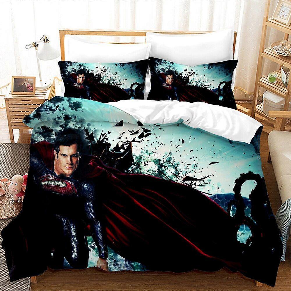 v622 Lençóis Superman Conjunto de Cama Capa de Edredão Capa de Edredom Fronhas Macias Gift3-Piece Conjunto de Cama (1 Capa de Edredão + 2 Fronhas) y622