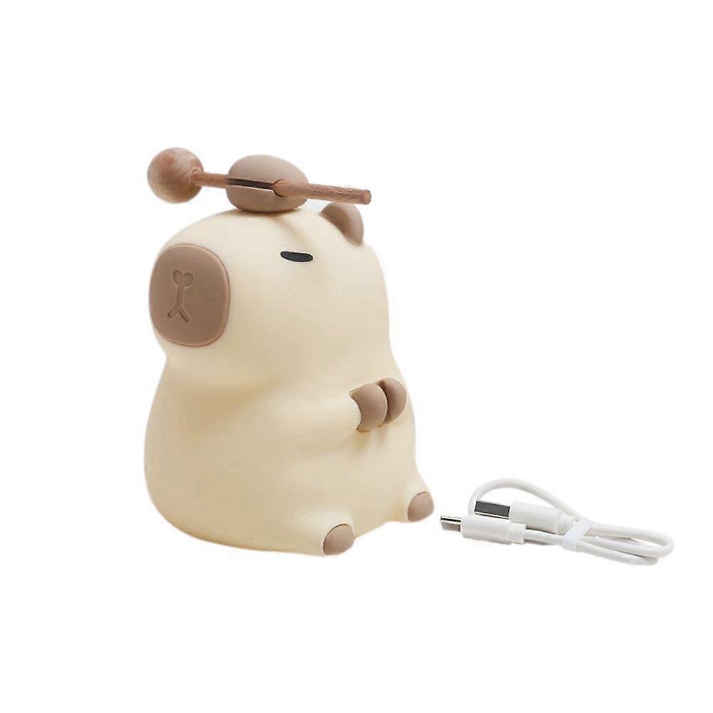 Capybara Sleeping Lamp Built-in Battery Animal Bedside Nightlight Silicone Capybara Shape Nursery L