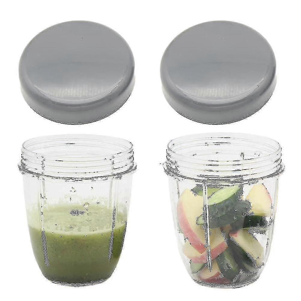 Blender Cups And Flat Lids Replacement Parts Compatible With Nutribullet, 2 Pcs