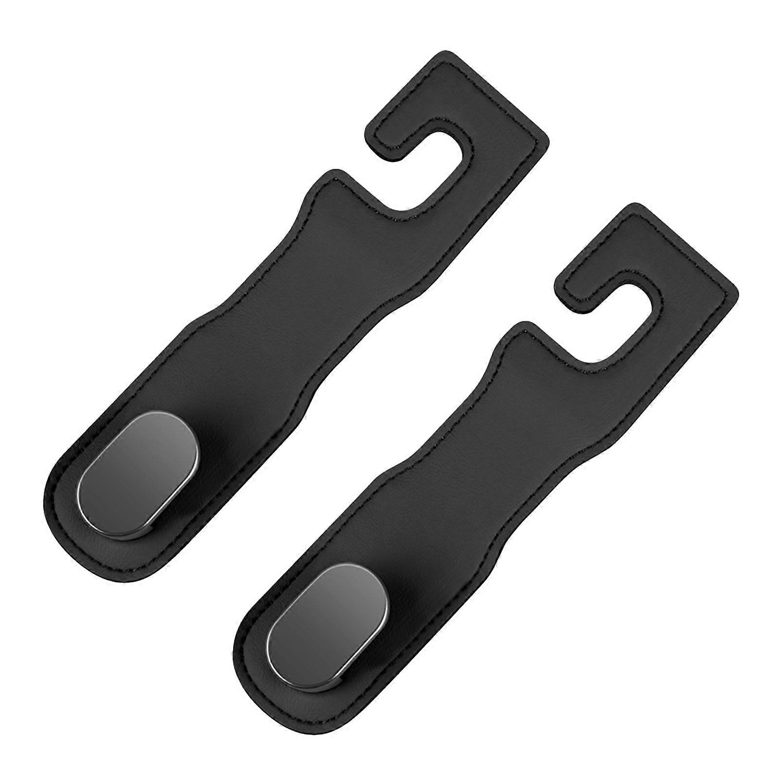 Pair of Black Headrest Hooks for Car Seat Back