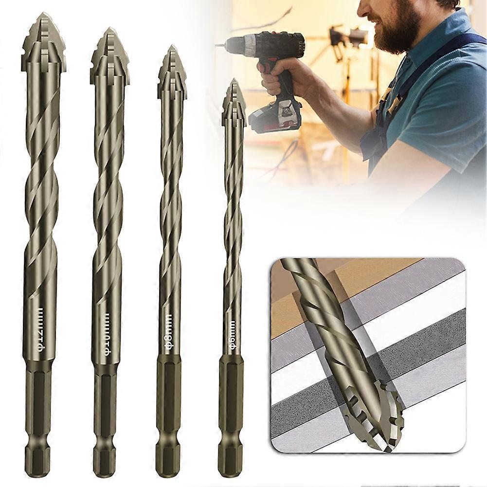4pcs Spirals Four-blade Eccentric Drill Bits High Hardness Concrete Drill Bit Set for Plastic/Cement