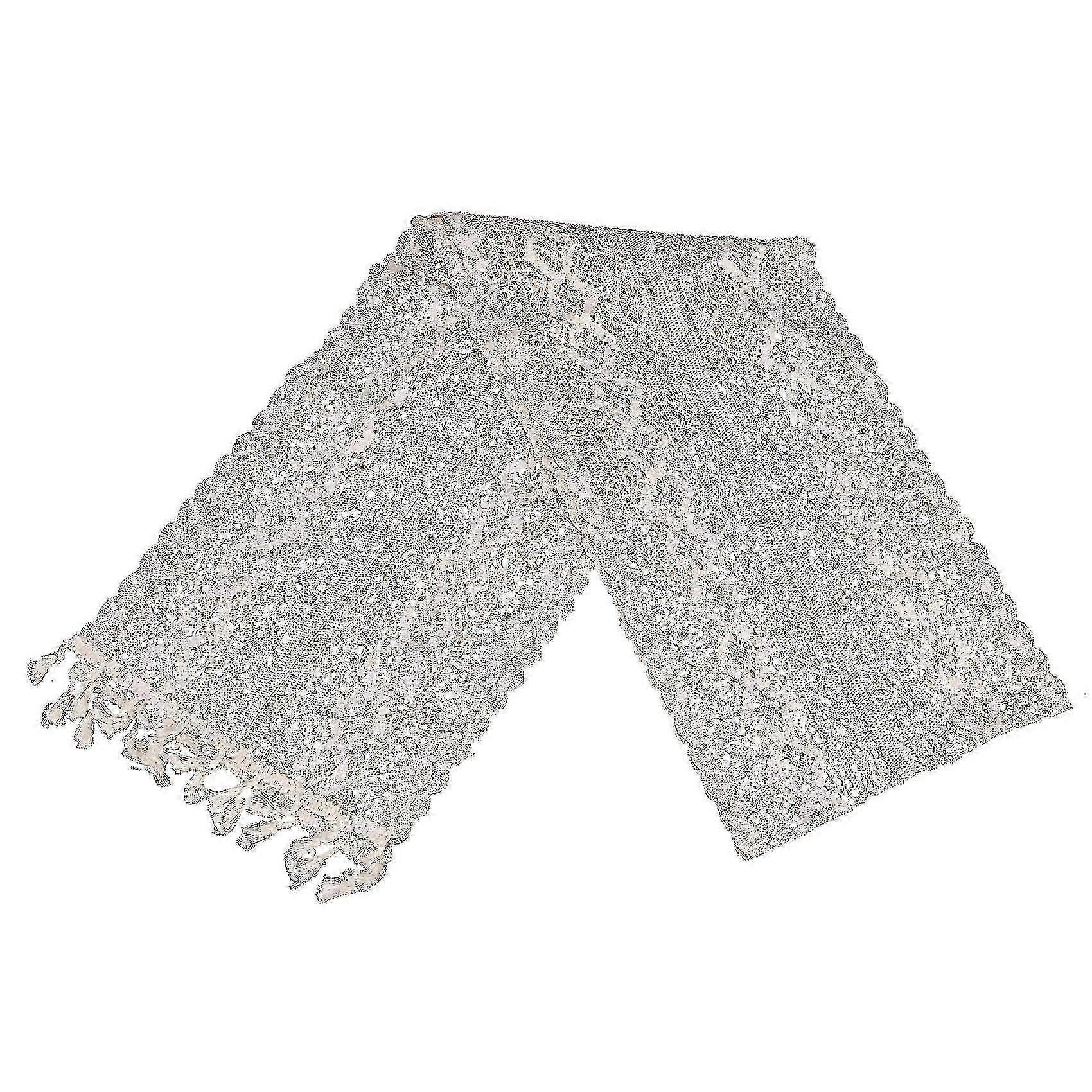 Cream Crochet Lace Macrame Table Runner With Tassels For Ric Wedding Rat And