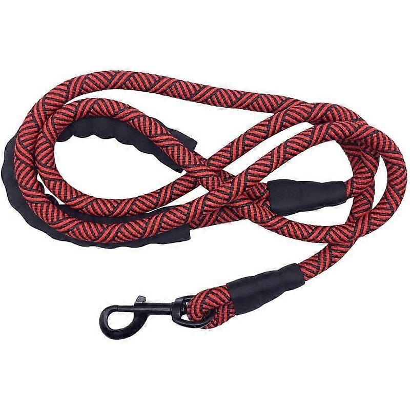 Heavy Duty Rope Dog Leash, 1.5m Nylon Pet Leash, Soft Padded Handle Leash for Large and Medium Dogs, Small Puppy(Red)