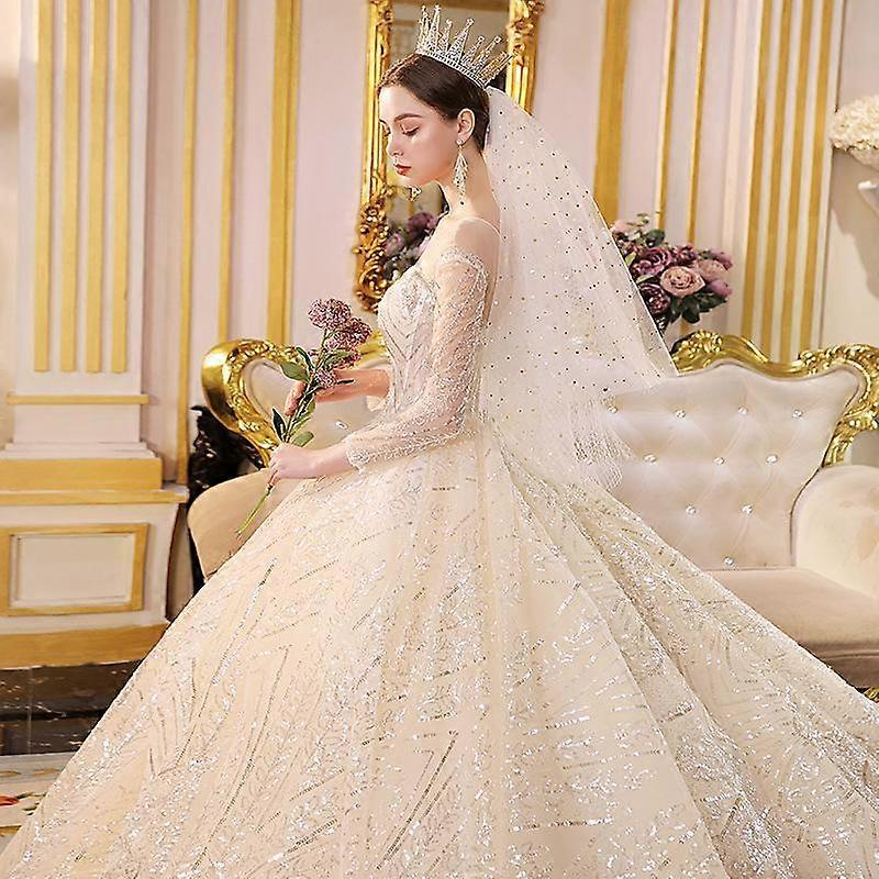 Satin Main Wedding Dress New Simple High Texture French Qidi Hepburn Thin Cover Arm Dress In Winter