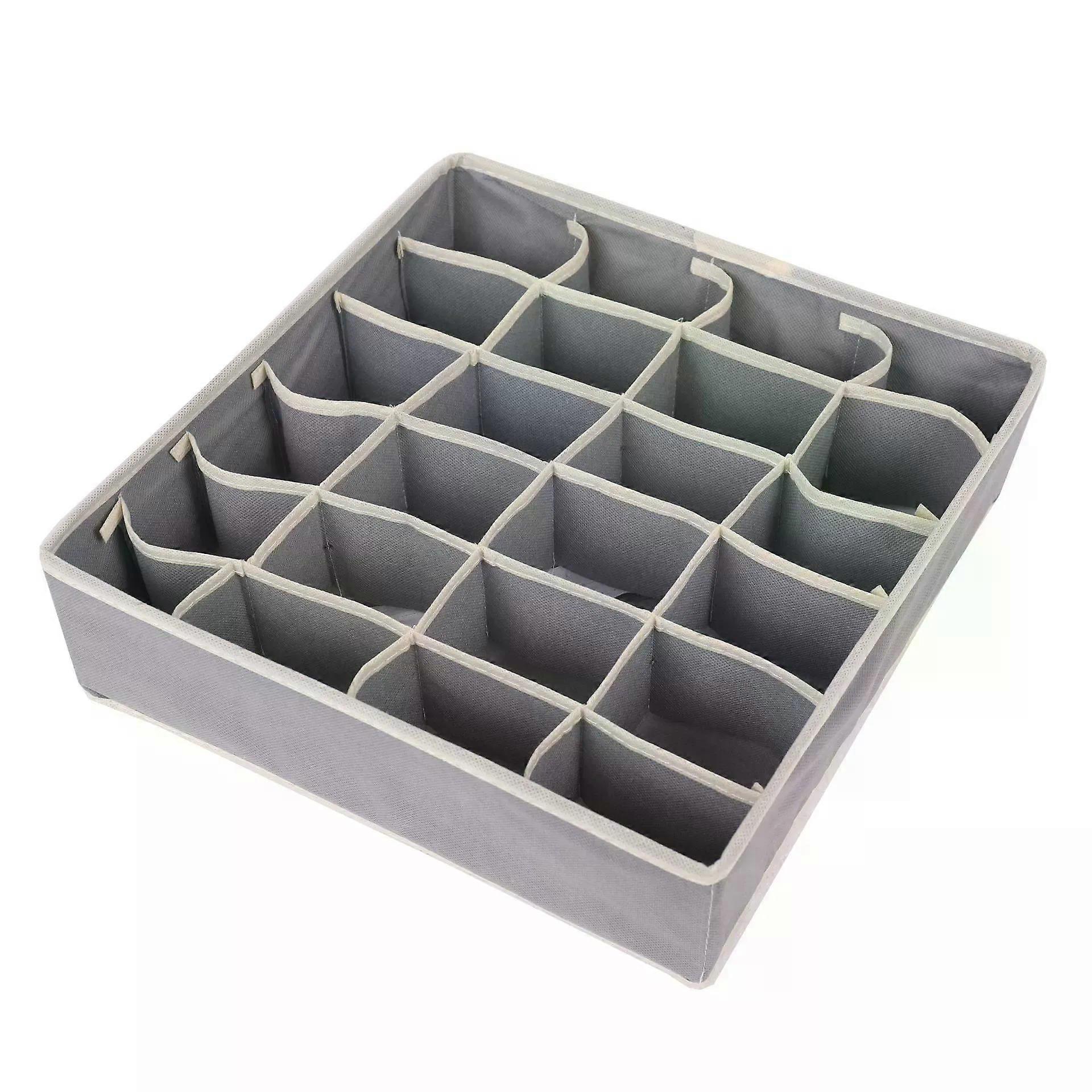 Pack Foldable Socks Storage Boxes, Non-Woven Underwear Drawer Organizers, 24 Compartments Socks Storage Bins