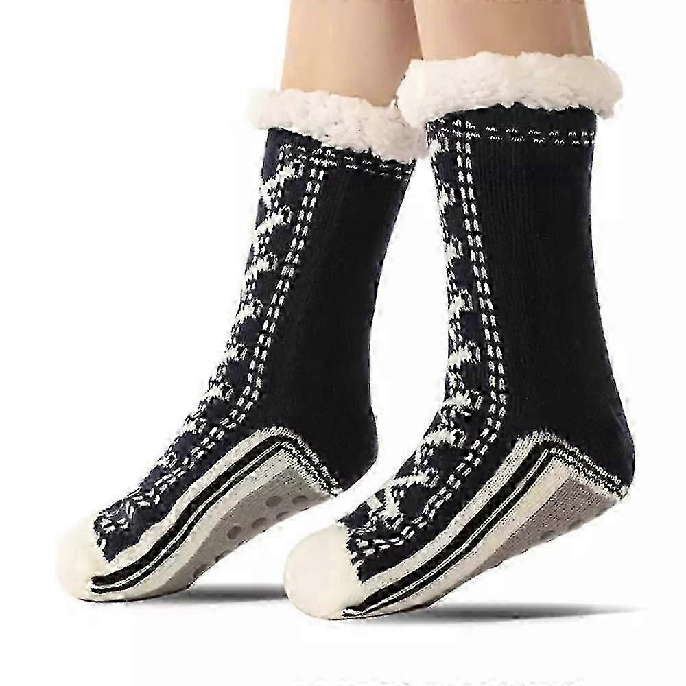 Calzini da casa con pantofola in cashmere ultra spessa, calzini da pantofola con pantofola antiscivolo db