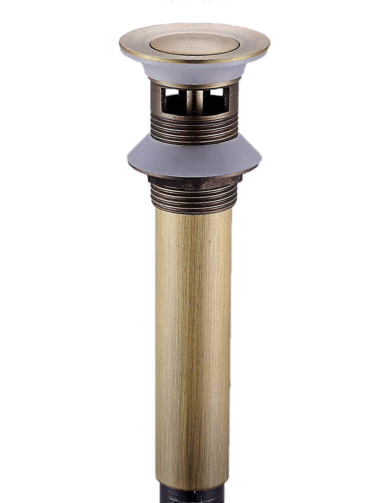 Antique Brass Sink Drain Small, 1.5 Inch Mass Style Compatible, Durable Metal Bathroom Sink Drain Assembly