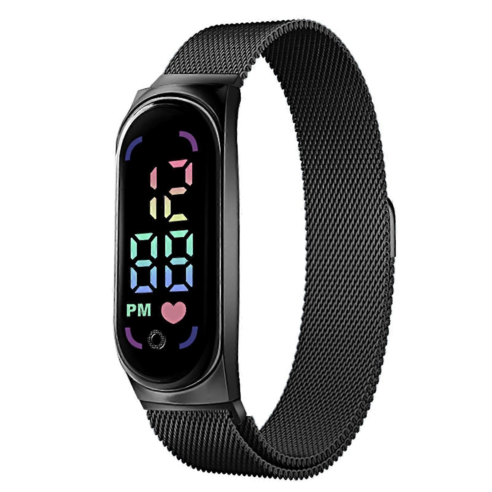 Electronic Watch Magnetic Multifunctional Adjustable LED Screen Waterproof  Rectangular Dial Student Watch Daily Wear