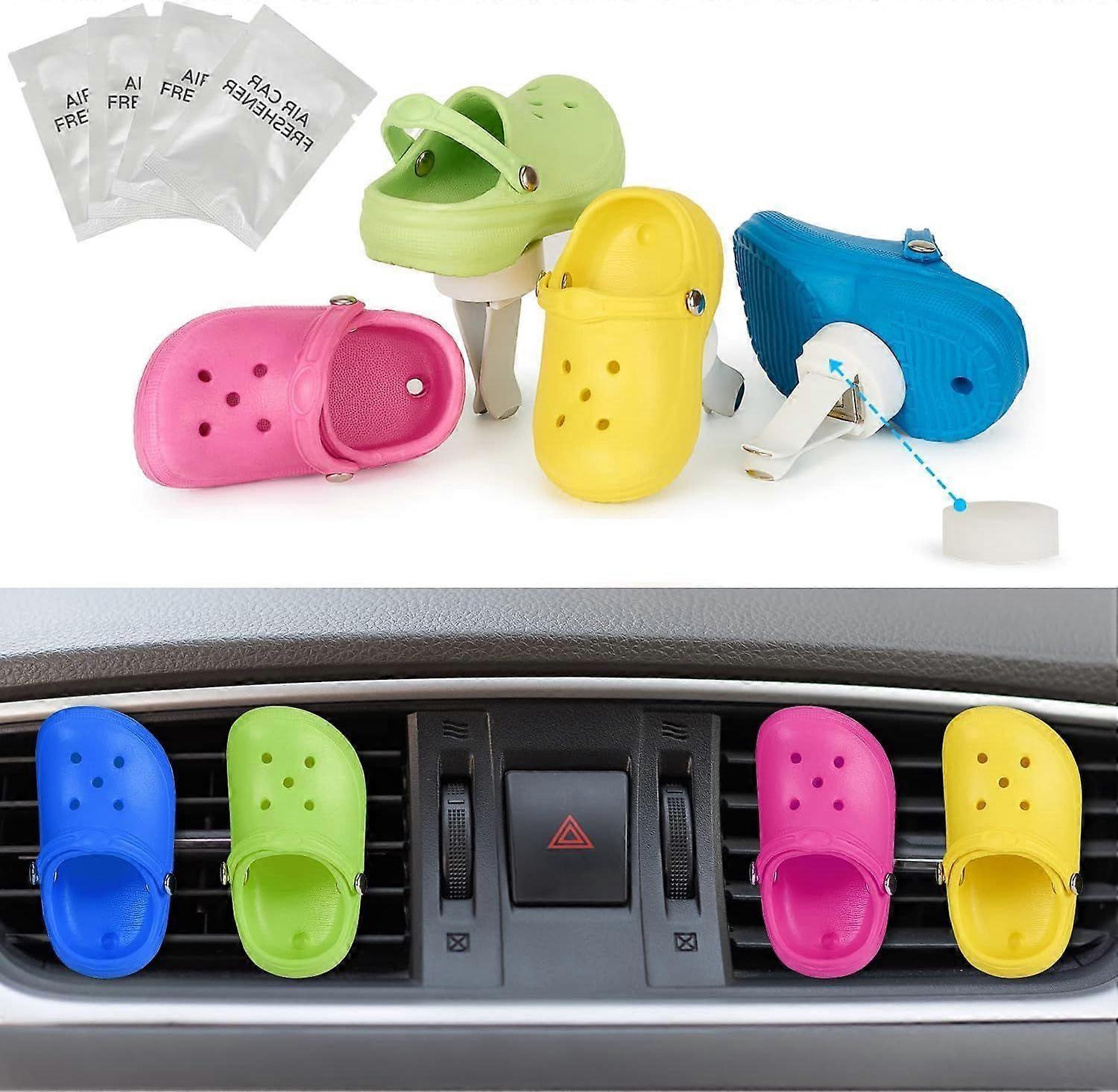 4 Pack Cute Shoe Car Air Freshener Vent Clips with 4PCS Refills Solid Fragrance Replacement Pads Car Perfume Clip Conditioning Car Interior