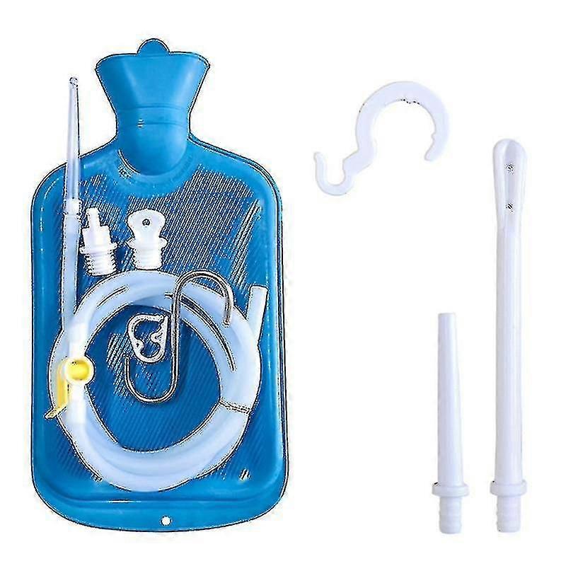 Enema Kit Enema Bag Long Silicone Hose 5 Multi-size Reusable Tips Controlled Water Flow For Colon Detox Cleanse Enemas