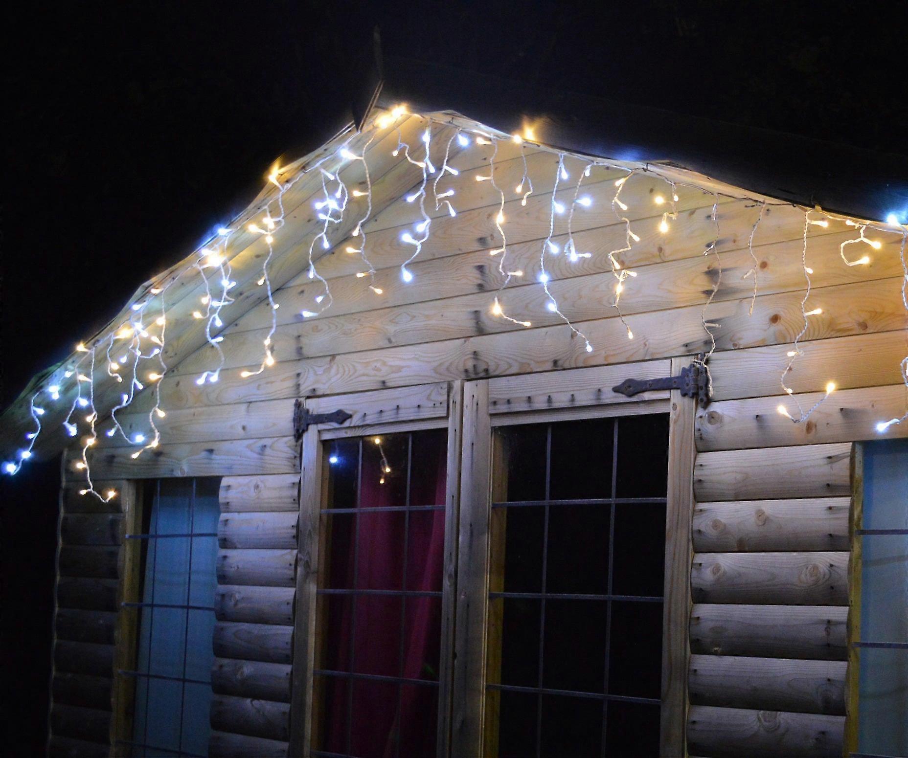 2.3M (120 Leds) Snowtime Outdoor Multi Function Icicle Lights Warm & Ice White