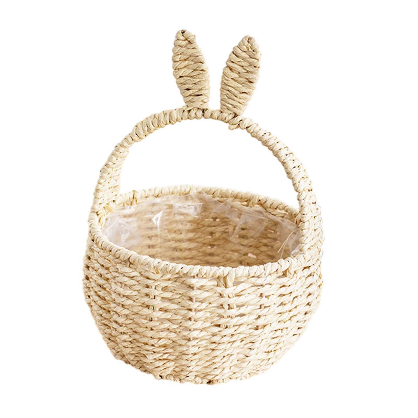 Portable Easter Basket Container with Handle Easter Decoration Cute Multipurpose