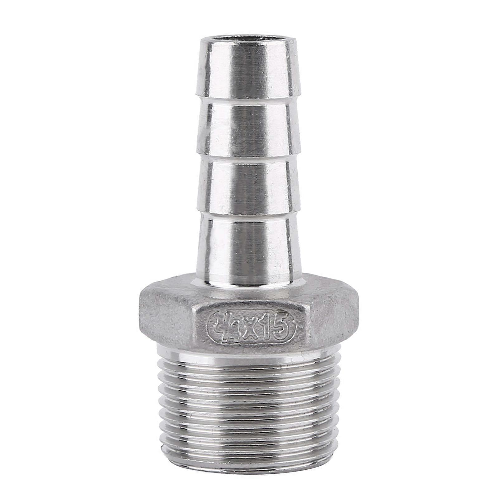 Stainless Steel Male Thread Pipe Fitting Barb Hose Tail Connector (3/4"x15mm)