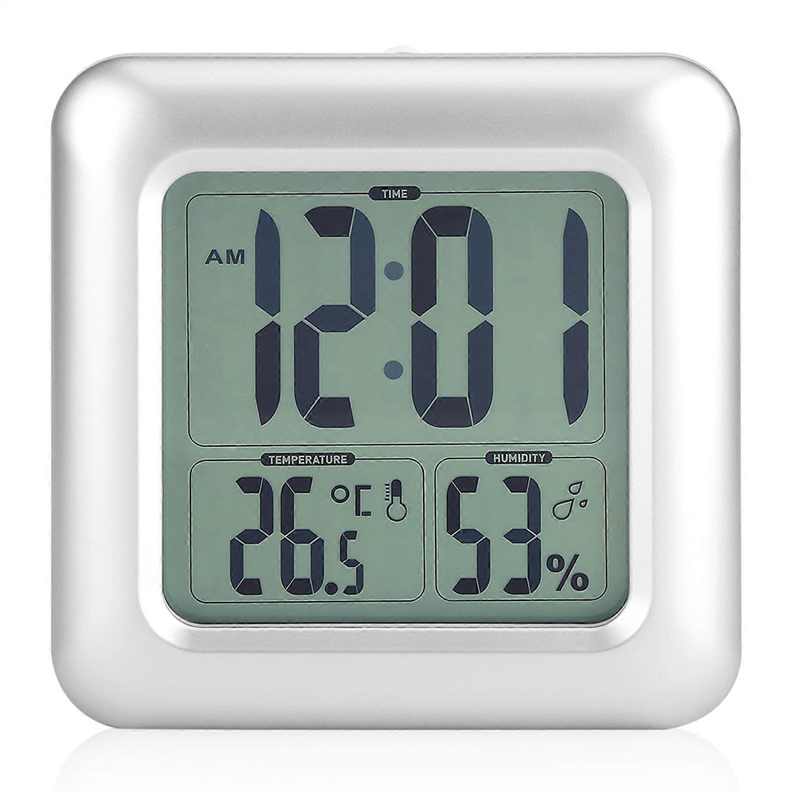Digital Suction Wall Clock With Vacuum Thermometer Hygrometer Bathroom Suction Mount Temperature And Humidity Display