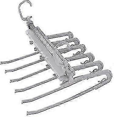 Multifunctional Folding Trouser Rack Telescopic Multi-layer Trouser Storage Tool 33  25.5cm (gray)