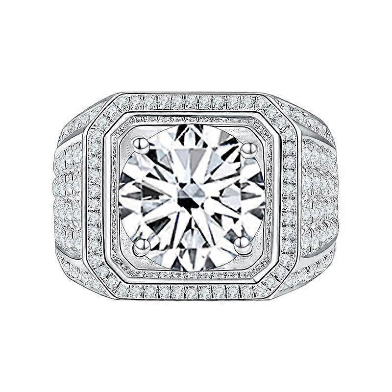 BagueRingen Man's S925 Sterling Silver Jewelry Luxury 2ct D Color Moissanite Diamon Ring Businessman Size6-13 Open Rings