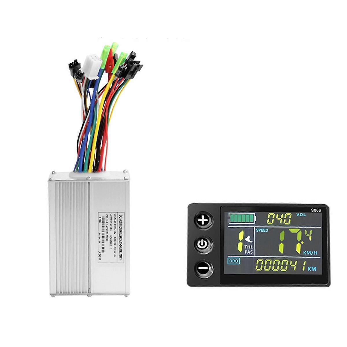 S866 Electric Bike LCD Display Dashboard SM5+2PIN+20A 36V/48V Sine Wave Controller for Mountain Bike Modification Kit