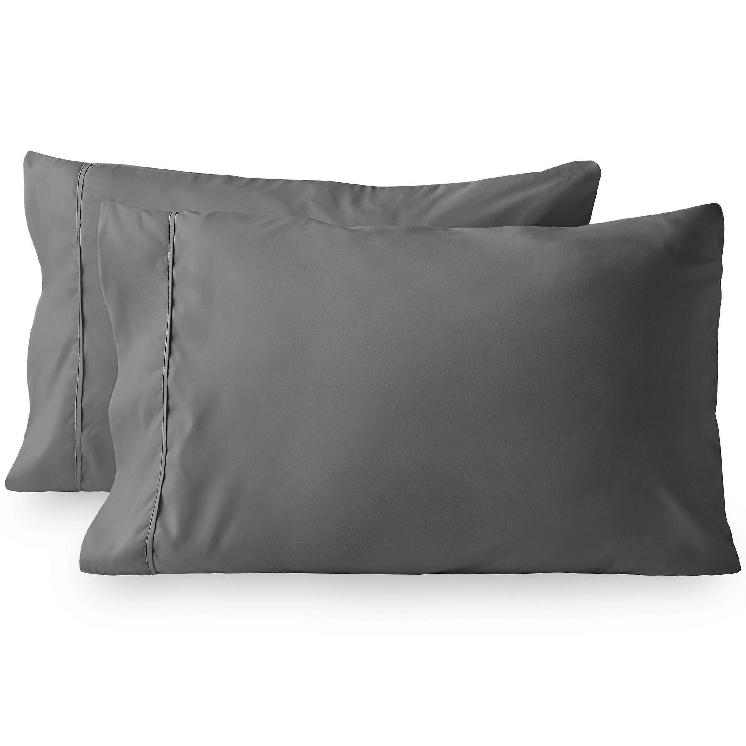 Ultra-Soft Microfiber Pillowcase Set - Double Brushed - Hypoallergenic (Standard Set of 2, Grey)