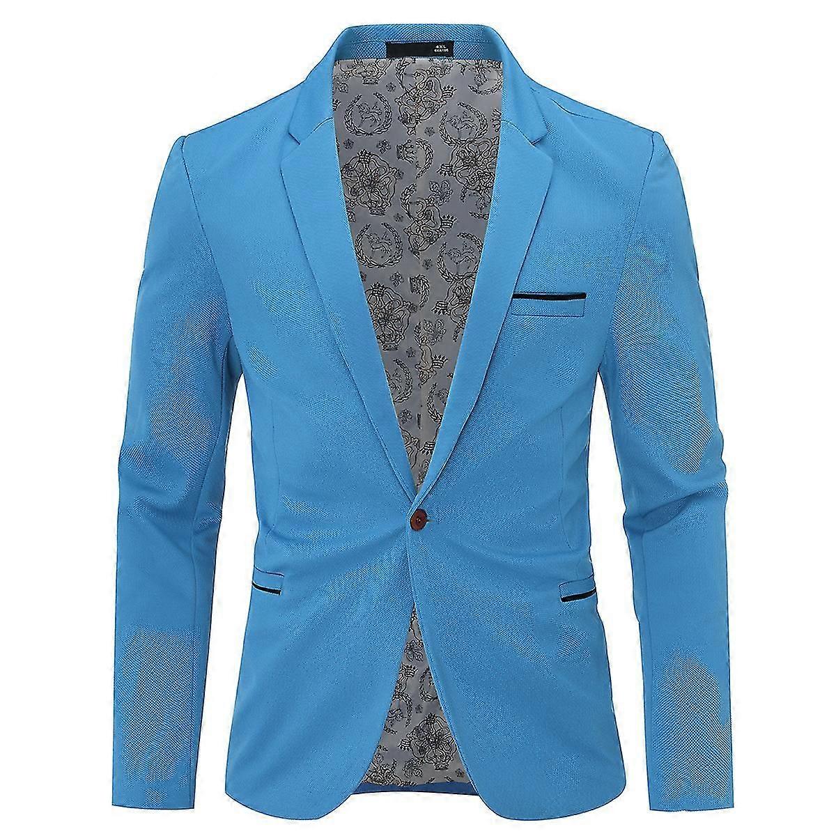Cloudstyle Men's Casual Classic Solid Color 1 Button Blazer