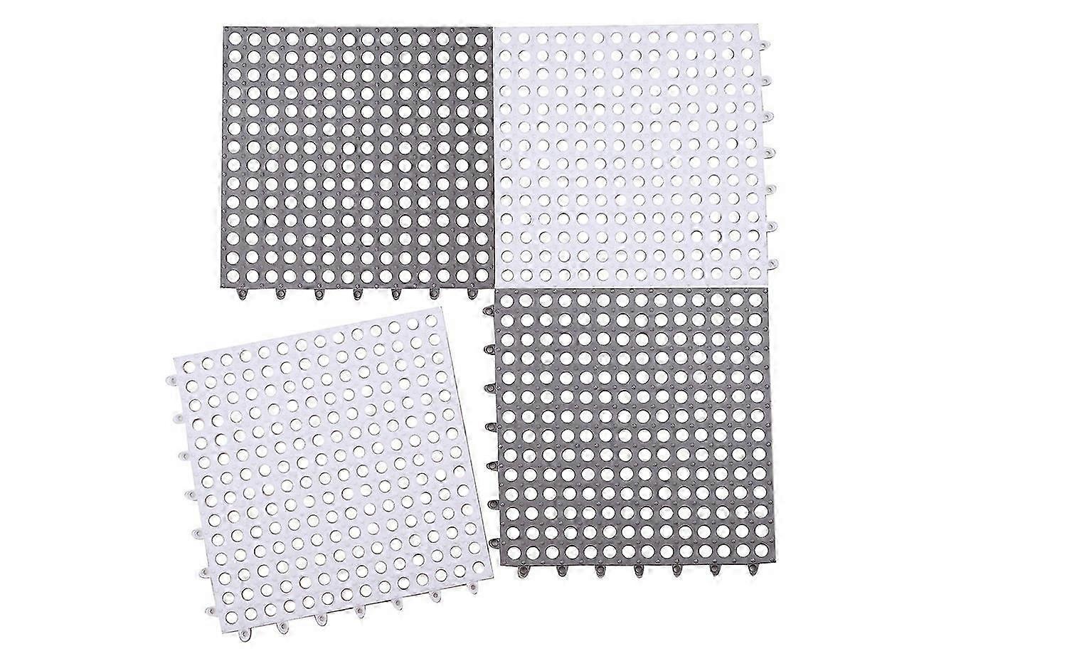 12 Pack Interlocking Non Slip Drainage Floor Tiles, 11.8 X 11.8 Inch Soft PVC Bath Shower Floor Mat