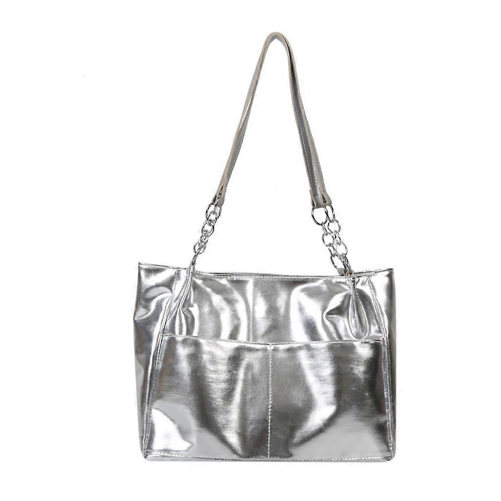  Versatile Shopping Bag Large Capacity Solid Color Handbag Waterproof Tote Bag