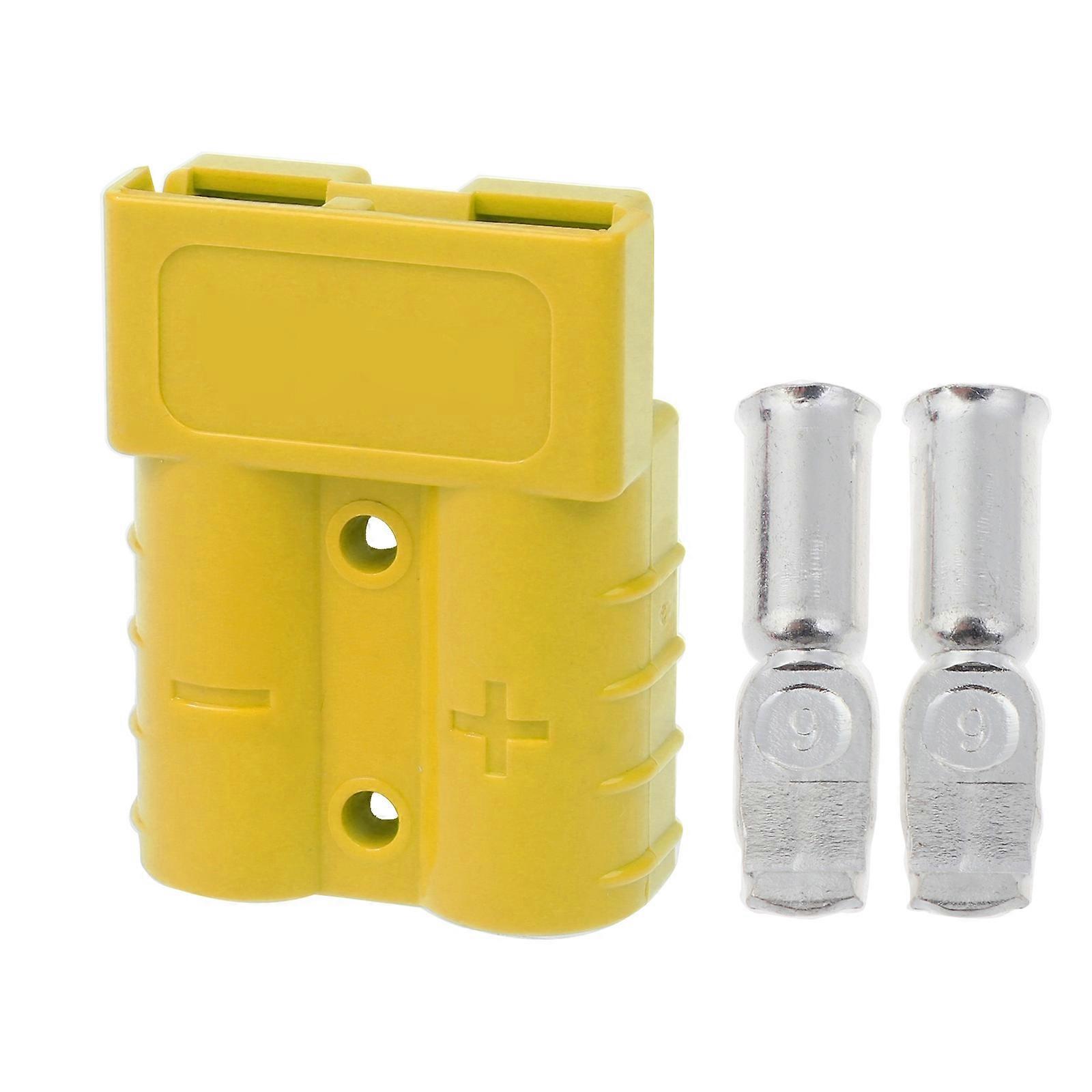 Battery Quick Connect Disconnect Electrical Plug 50A 600V for Recovery Winch or Trailer with 2Pcs Terminal pins Yellow