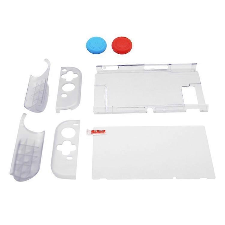 SW369 6-in-1 Clear Case Kit Compatible For Nintendo Switch , Anti-Scratch Shell Cover with Screen Protector and Grip Caps
