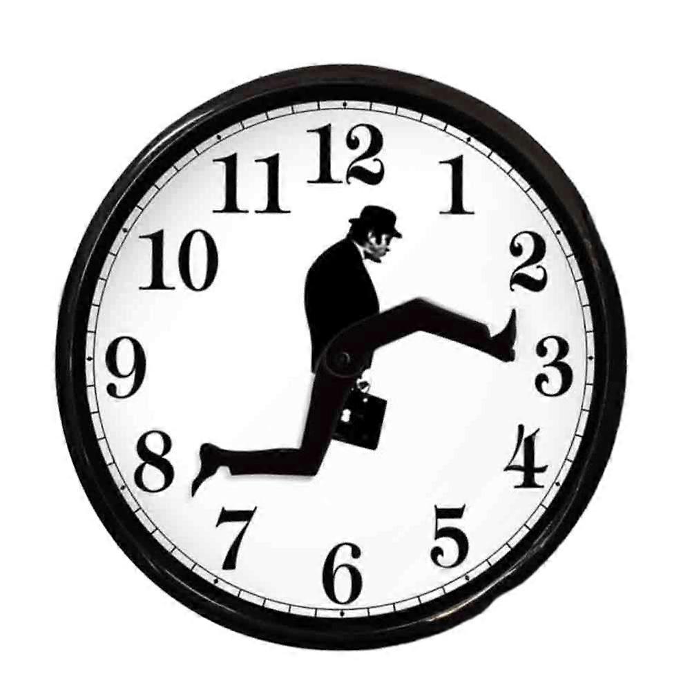 Wall Clock Walking Time Businessman Briefcase Round Wall Clock Silent Clock Home Office Decor