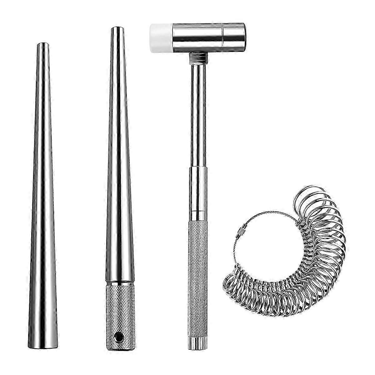 مجموعة أدوات قياس حجم خاتم المجوهرات المكونة من 4 قطع ، طقم قياس حجم الخاتم ، طقم قياس الحلقة المعدنية ، طقم صنع المجوهرات