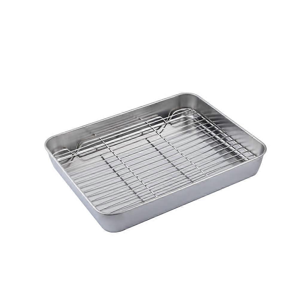 Stainless Steel Baking Sheet with Rack for Baking and Cooling Non-Toxic Rust-Free Easy Clean Dishwasher Safe Size L