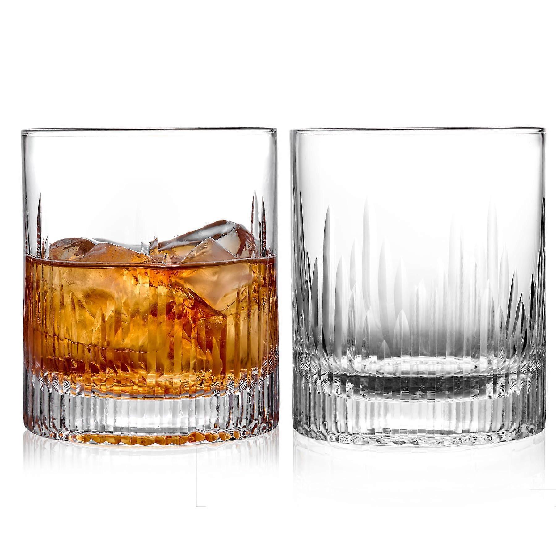 1 pair crystal cut whiskey glasses for bourbon 10.8OZ