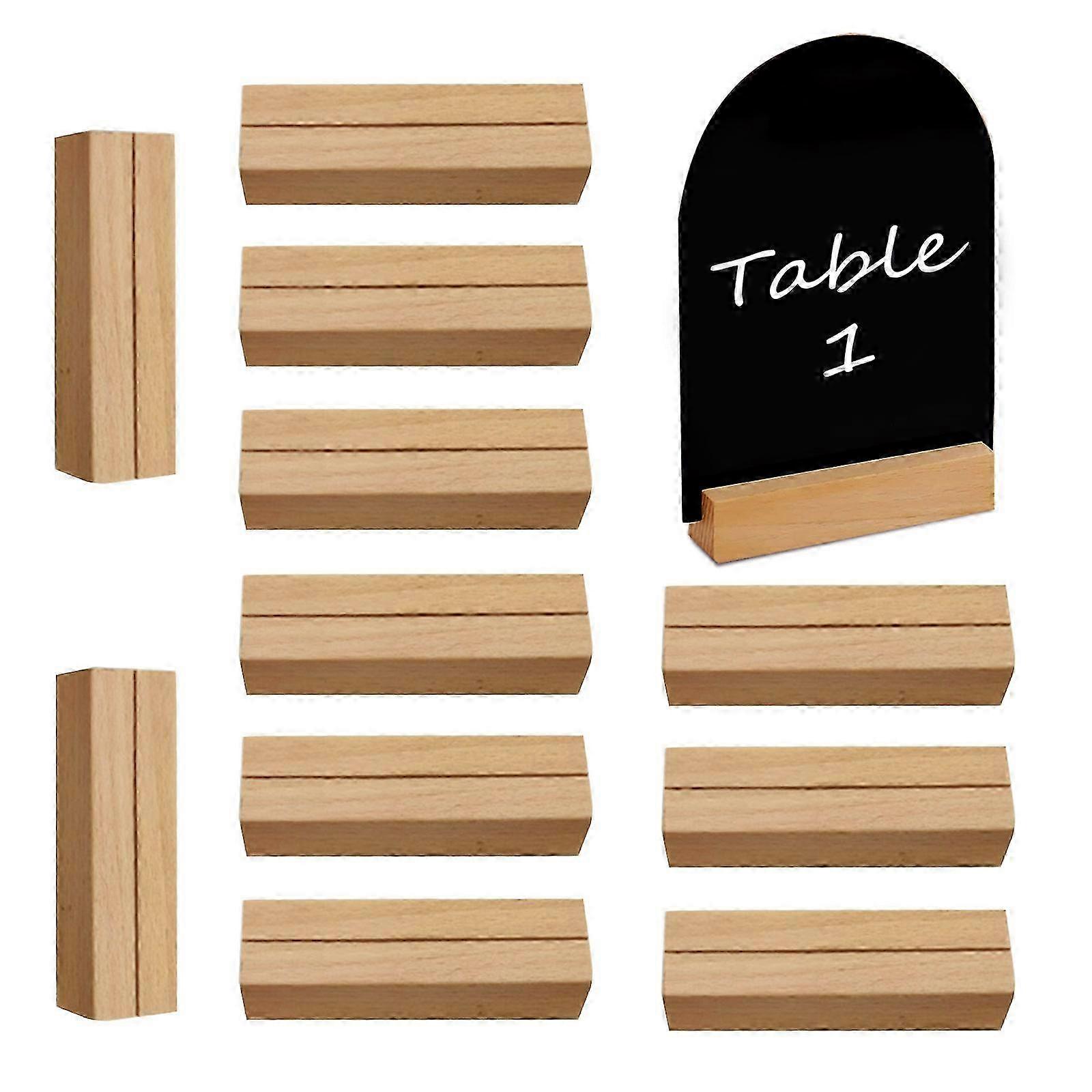 Elegant Real Wood Wedding Table Number Holders with Solid Bases and Place Card Holders - 12 Pack Design