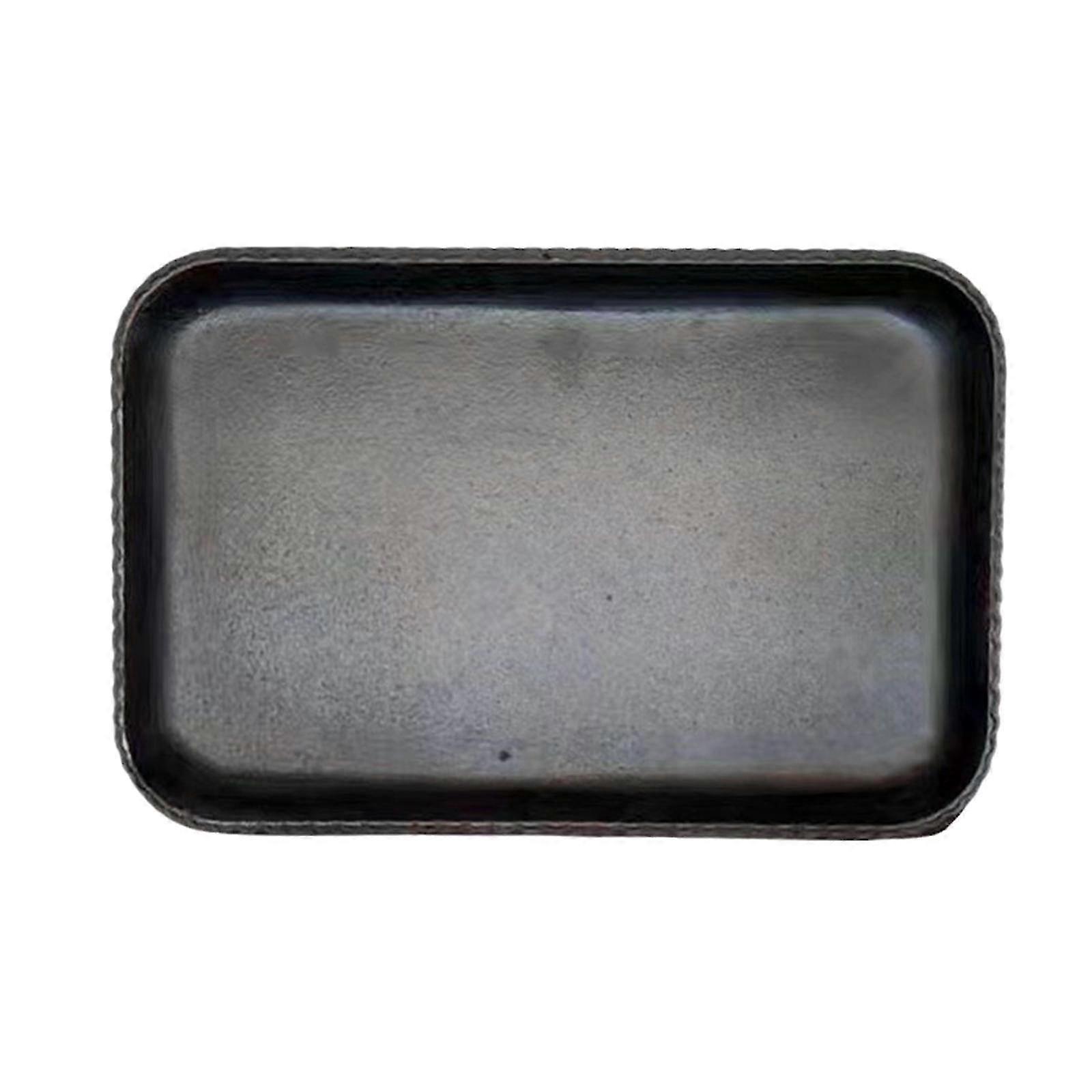 Cast Iron Rectangular Grill Griddle Pan for Outdoor BBQ, Camping, Steak Burgers