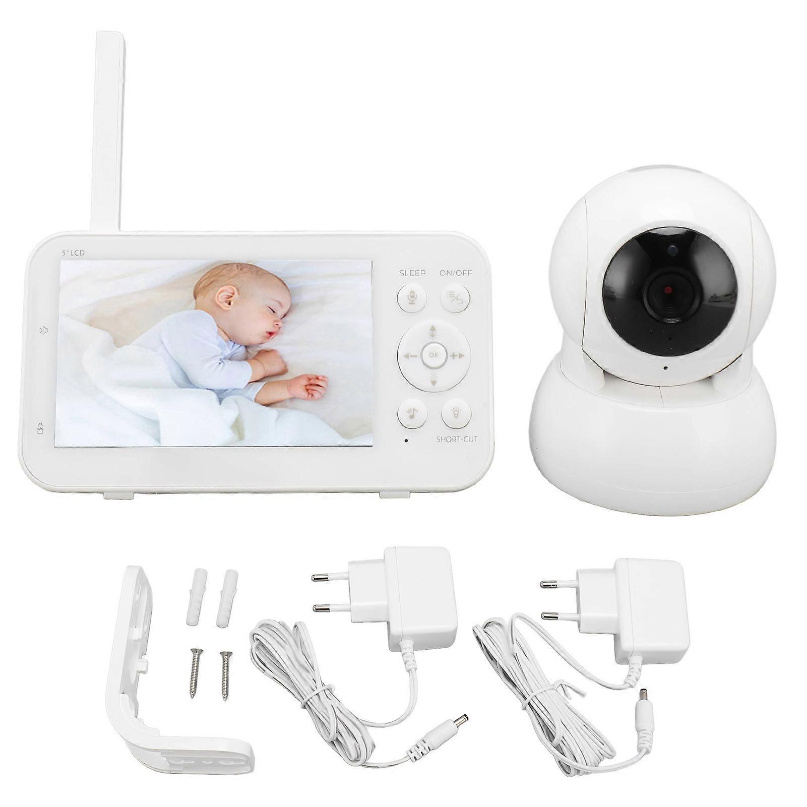 Video Baby Monitor Portable Night Viewing 1080P HD 5in Screen Wide Angle View with Camera 2 Way o