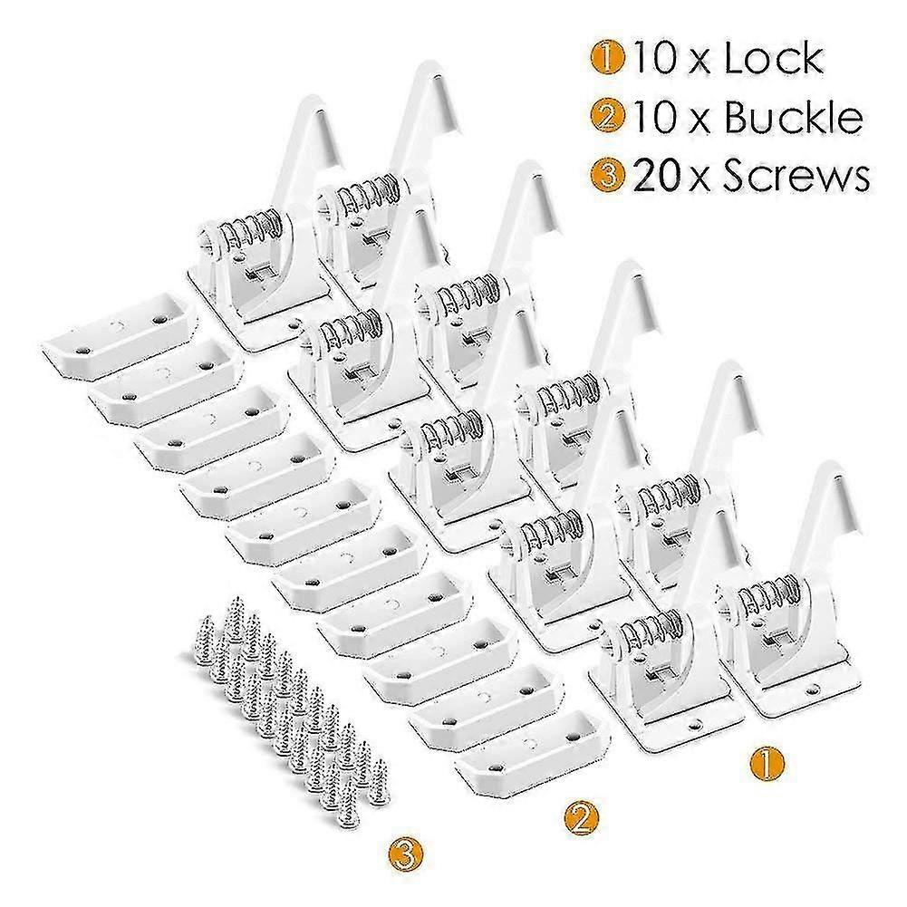 Set Of 10 Child Safety Padlocks - Invisible Safety For Cabinets And Drawers - For Cabinet Doors, Drawers, Cabinets