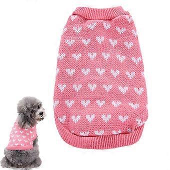 Dog Knitted Sweater Heart Puppy Sweater Warm Soft Pet Holiday Clothes for Small Cats and Dogs