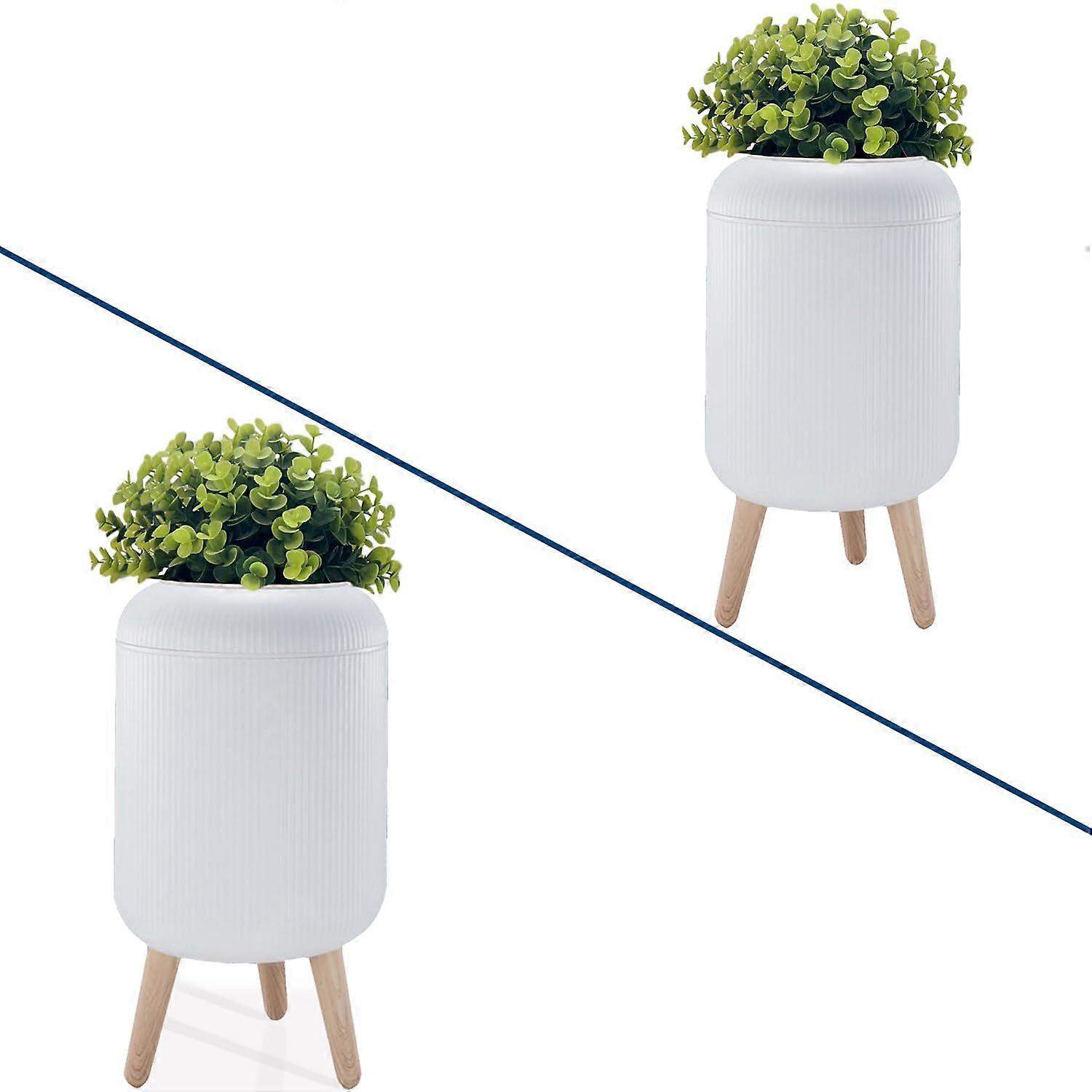 2 Pack Trash Can with Lid 2.5 Gal Trash Can Decorative Cute Trash Bin Plant Styled Hidden Garbage Can