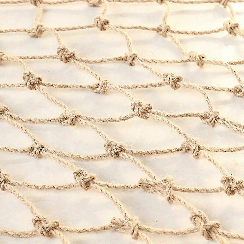 Nautical Theme, Climbing Net With Hanging Swing Net, 2m X 5m, Decorative Fishing Net For Indoor Or Outdoor Use, Natural Jute Material, Safer Than
