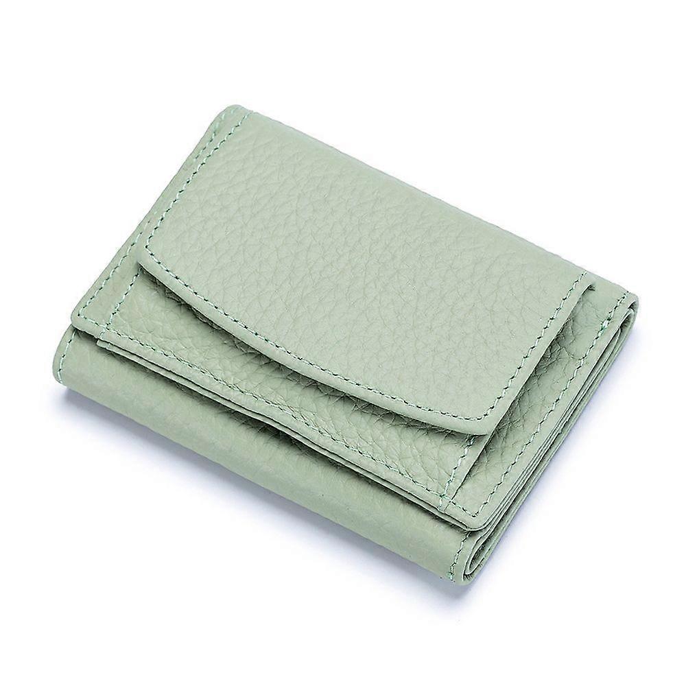 Leather Compact Card Wallets Womens Thin Front Pocket Purse (Green)