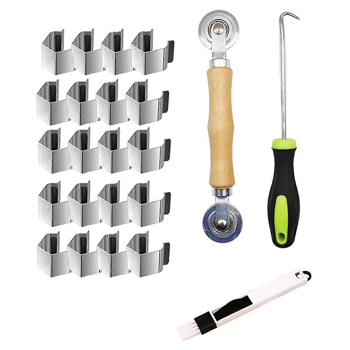 Screen Door Tool Kit - 20 Pieces Screen Installer Clips with Screen Rolling Tool Screen Repair of K