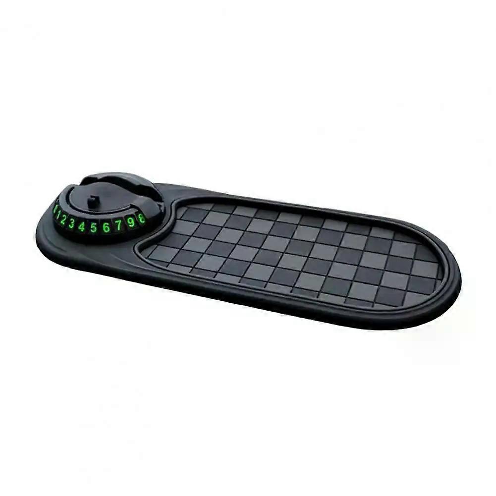 Multifunction Car Anti-Slip Mat With Temporary Parking Number Dashboard 360-Degree Rotating Mobile Phone Holder Pad