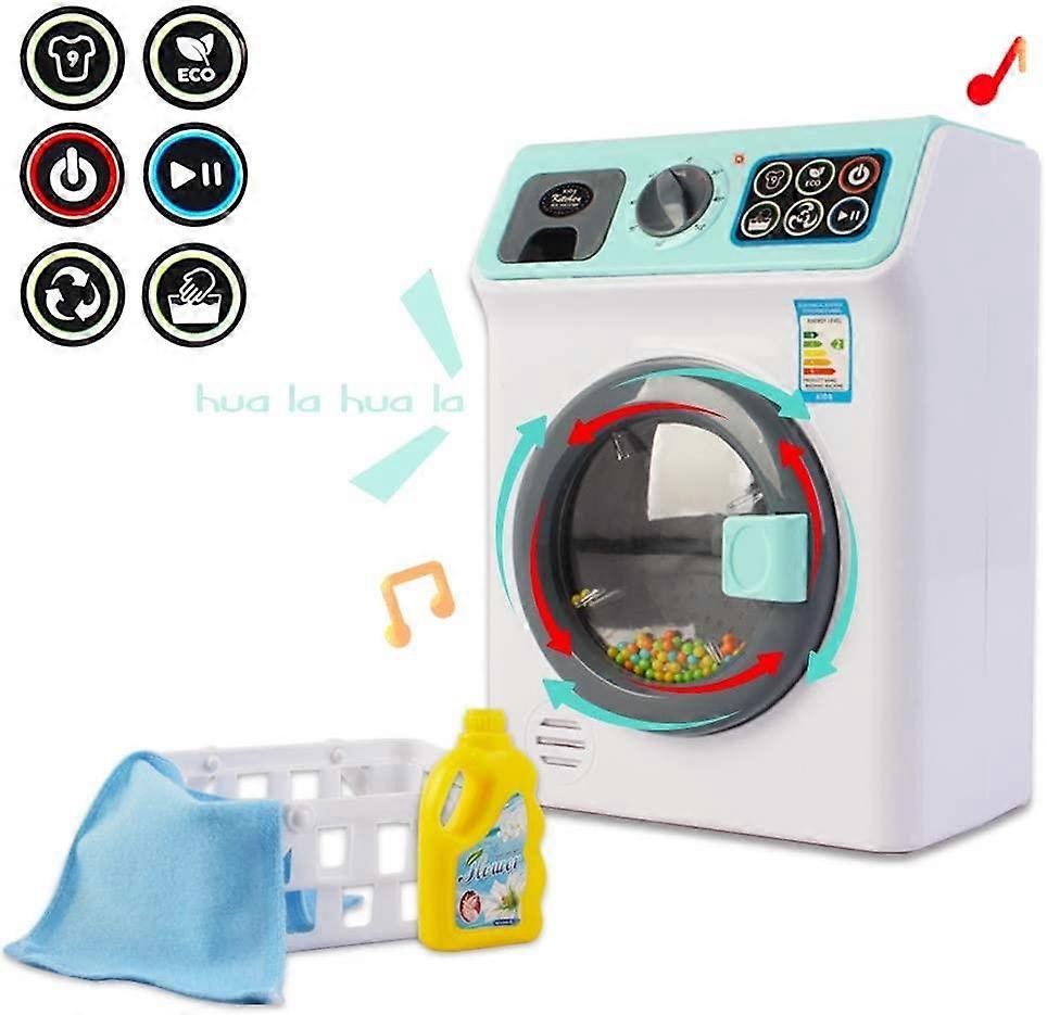 Pretend Play Washing Machine Set Children's Laundry and Cleaning Play Set with Various Laundry Accessories and Realistic Functions