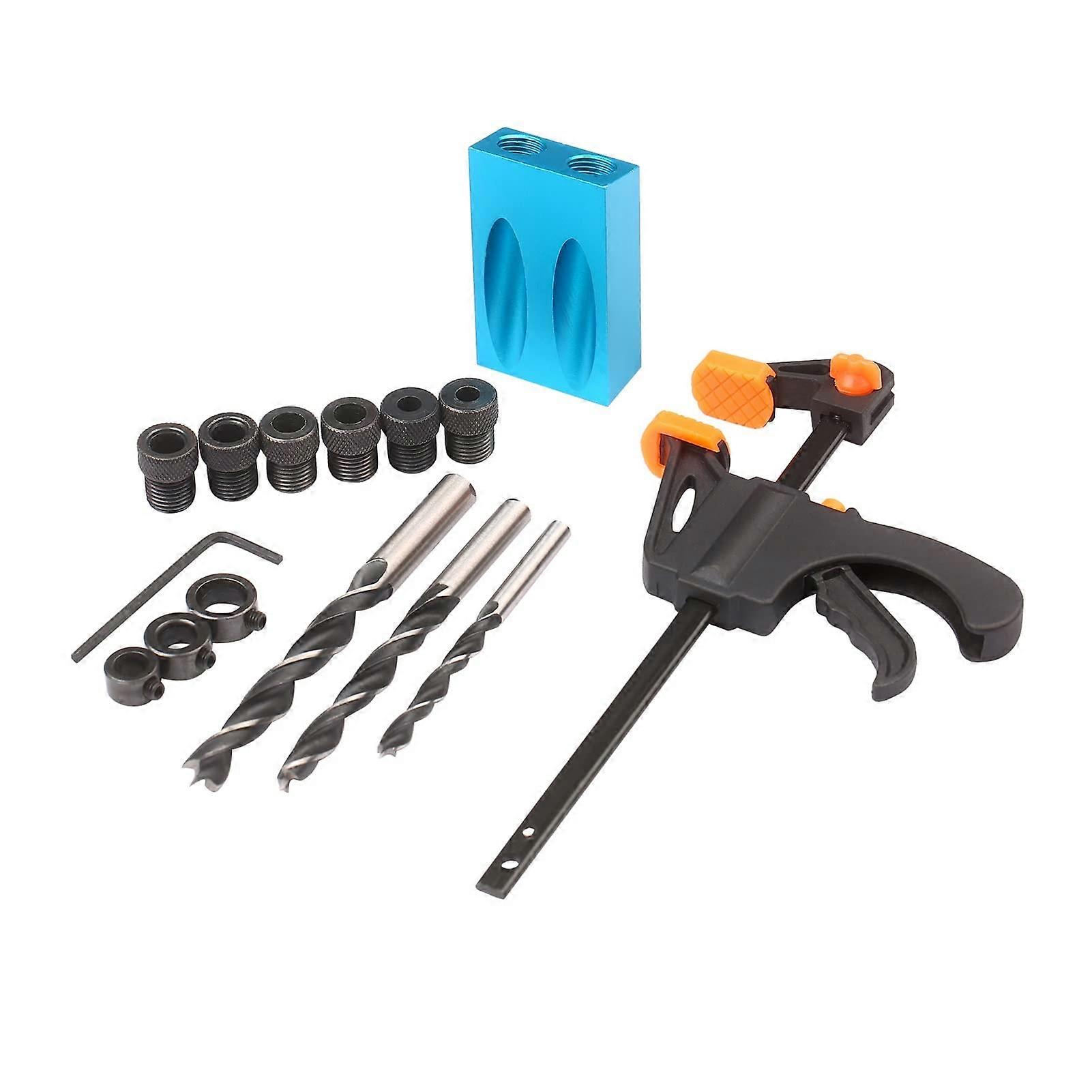 8PC S Bag Hole Clamp Kit for 8mm and 10mm Diamond Drill Bits, Wood Tool Tilt Hole Punch Positioner Clamp