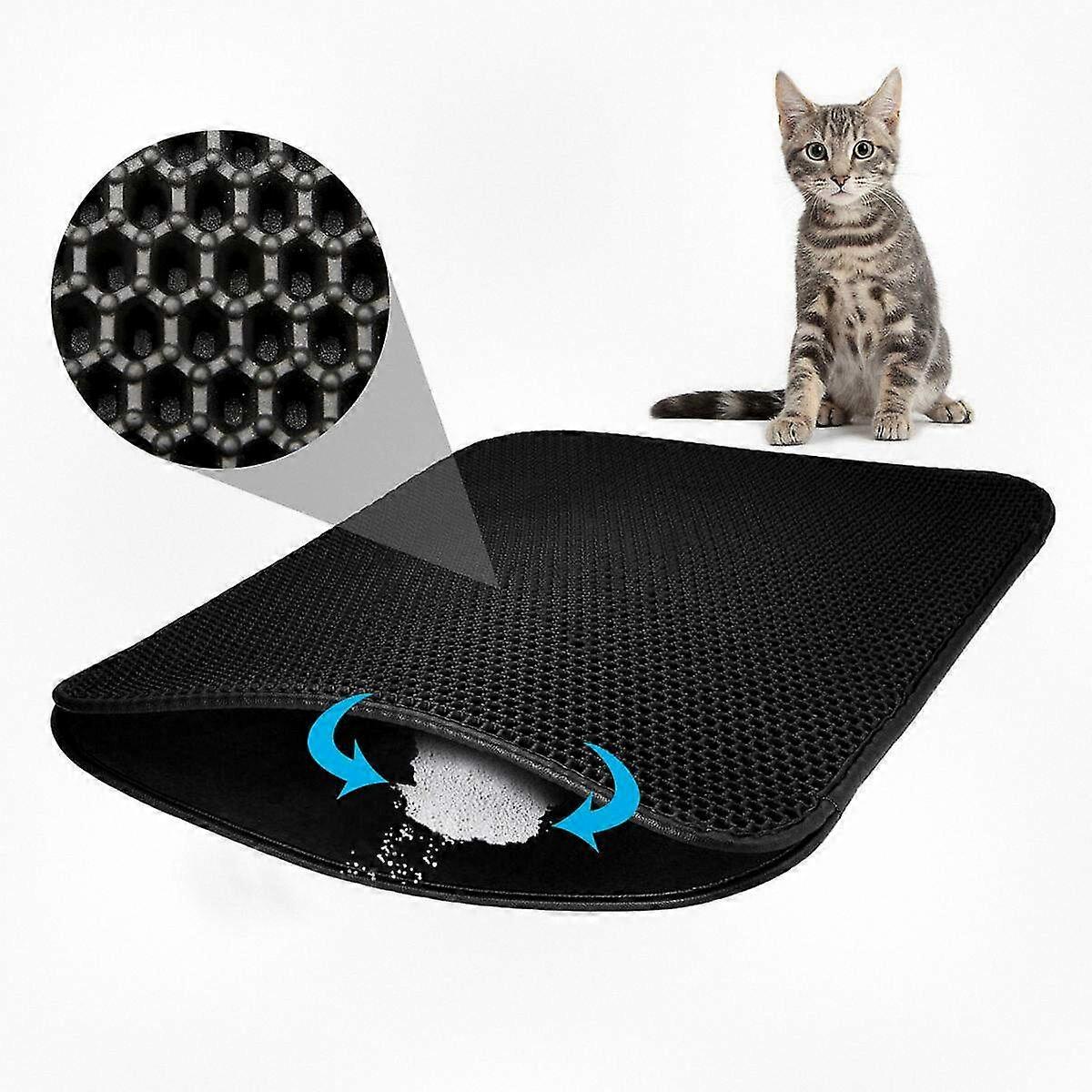 Large Waterproof Honeycomb Cat Litter Mat 75*55cm for Kittens with Double-layer Design to Effectively Trap Litter