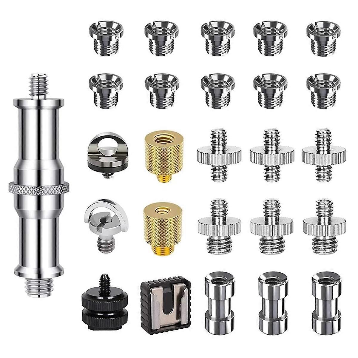 26Pcs Camera Screw Mount Set 1/4 Inch and 3/8 Inch Converter Threaded Screws Adapter Flash Shoe Moun