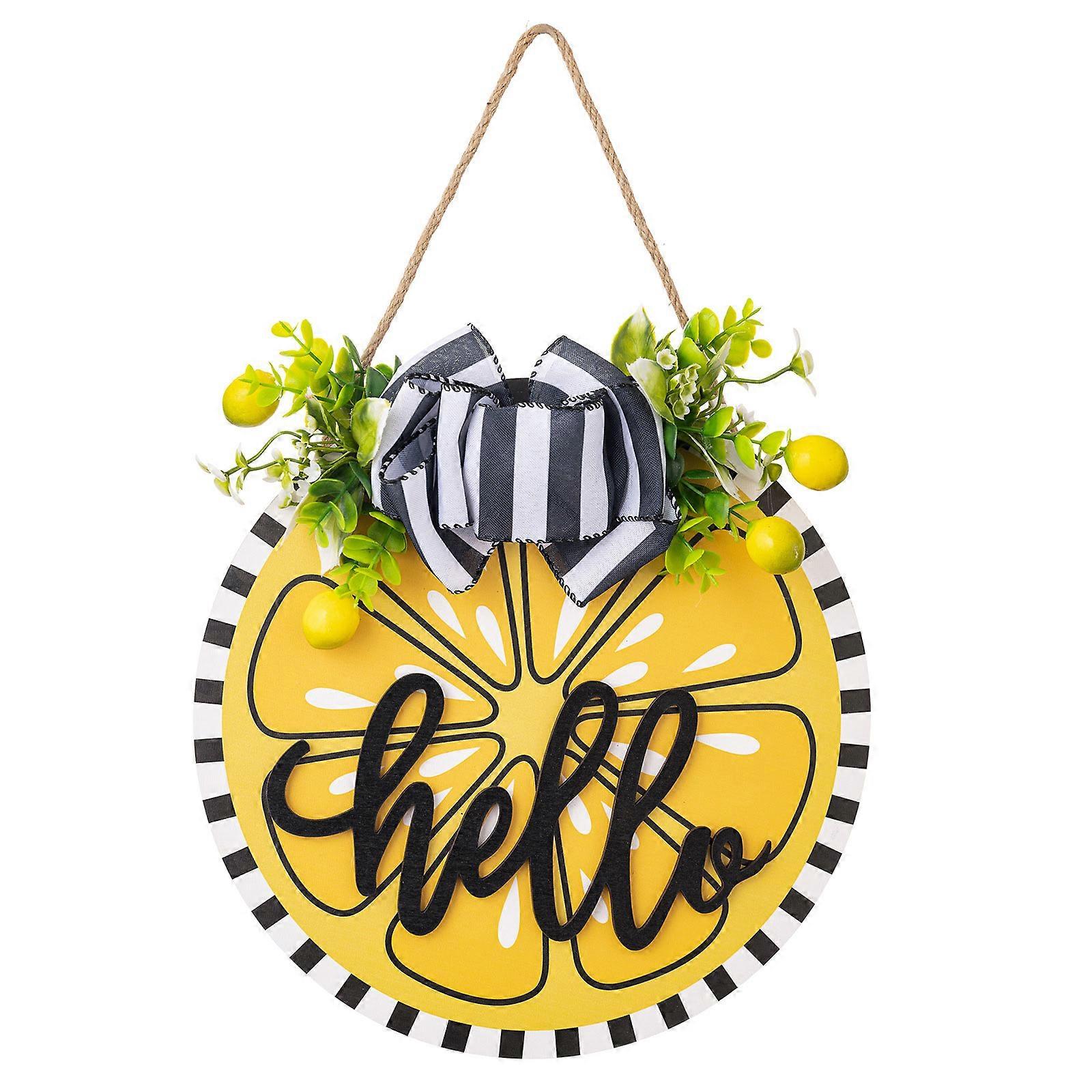 Hello Summers Door Sign,Farmhouses Lemon Summers Front Door Sign Welcome Summers Hangings Sign for Wall Front Door Multicolor