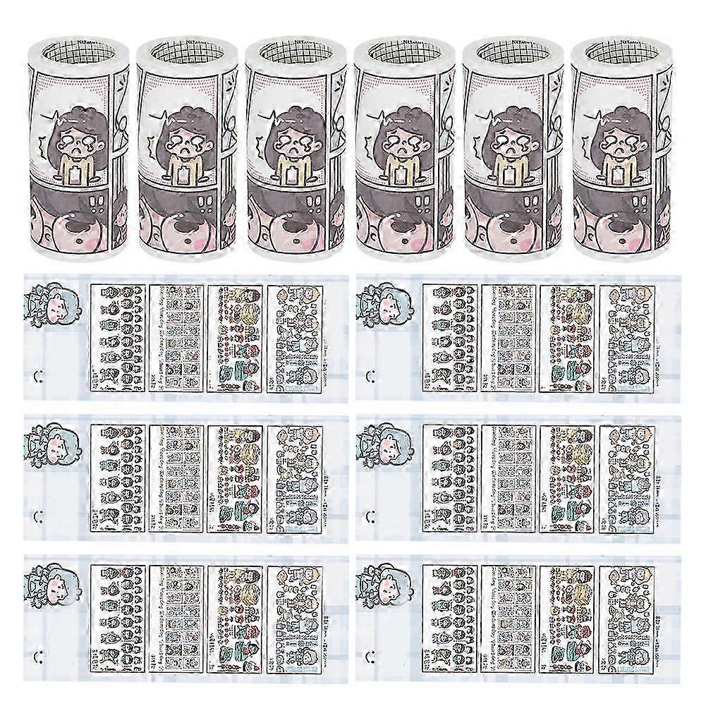 6 Boxes Tape Lovely Pattern Decorative Sticker for DIY Craft Scrapbooking Planner Paper