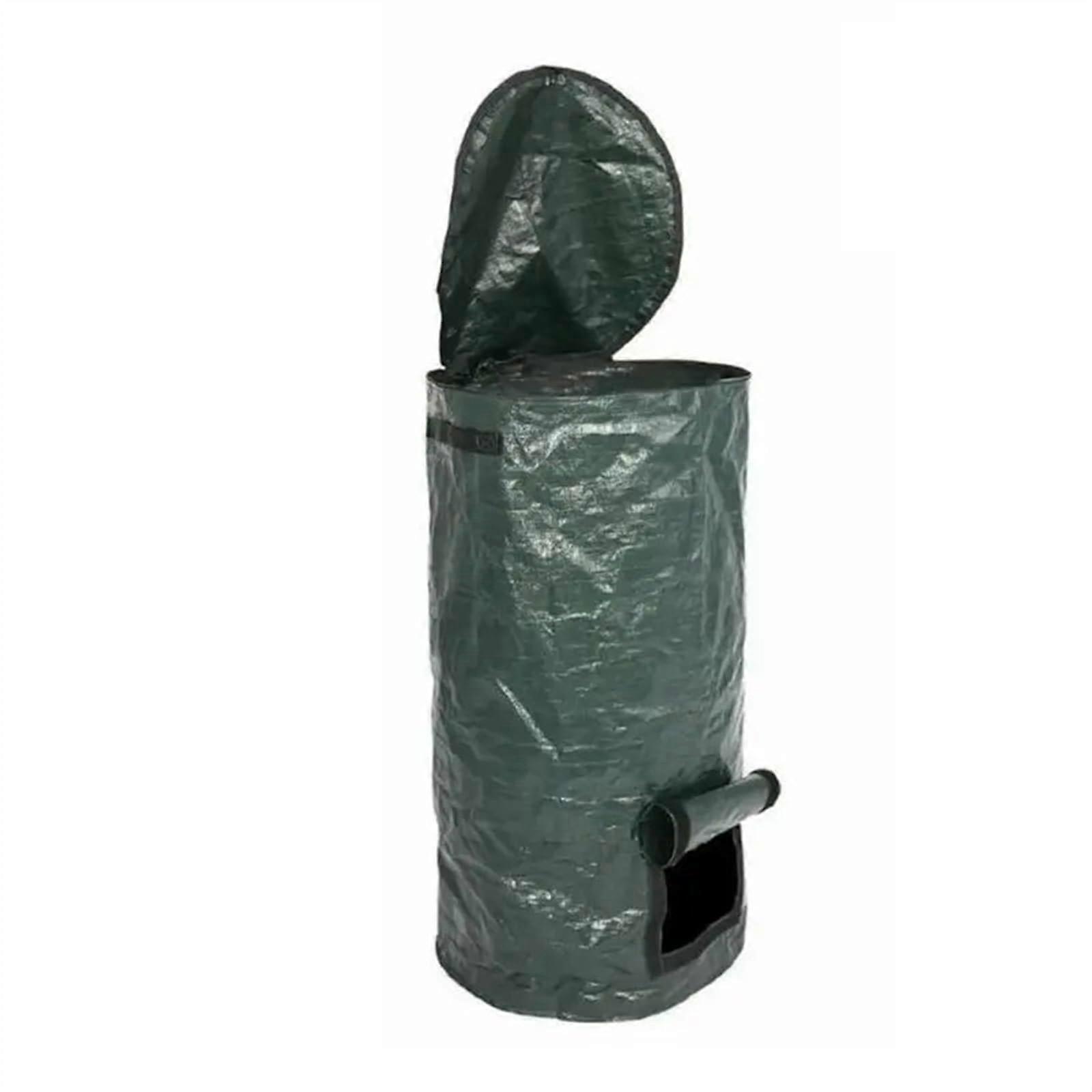 garden tool foldable garden compost bag with lid, organic fermentation waste compost bag garden waste bag (40X25X13CM) 1 piece (1 pack)