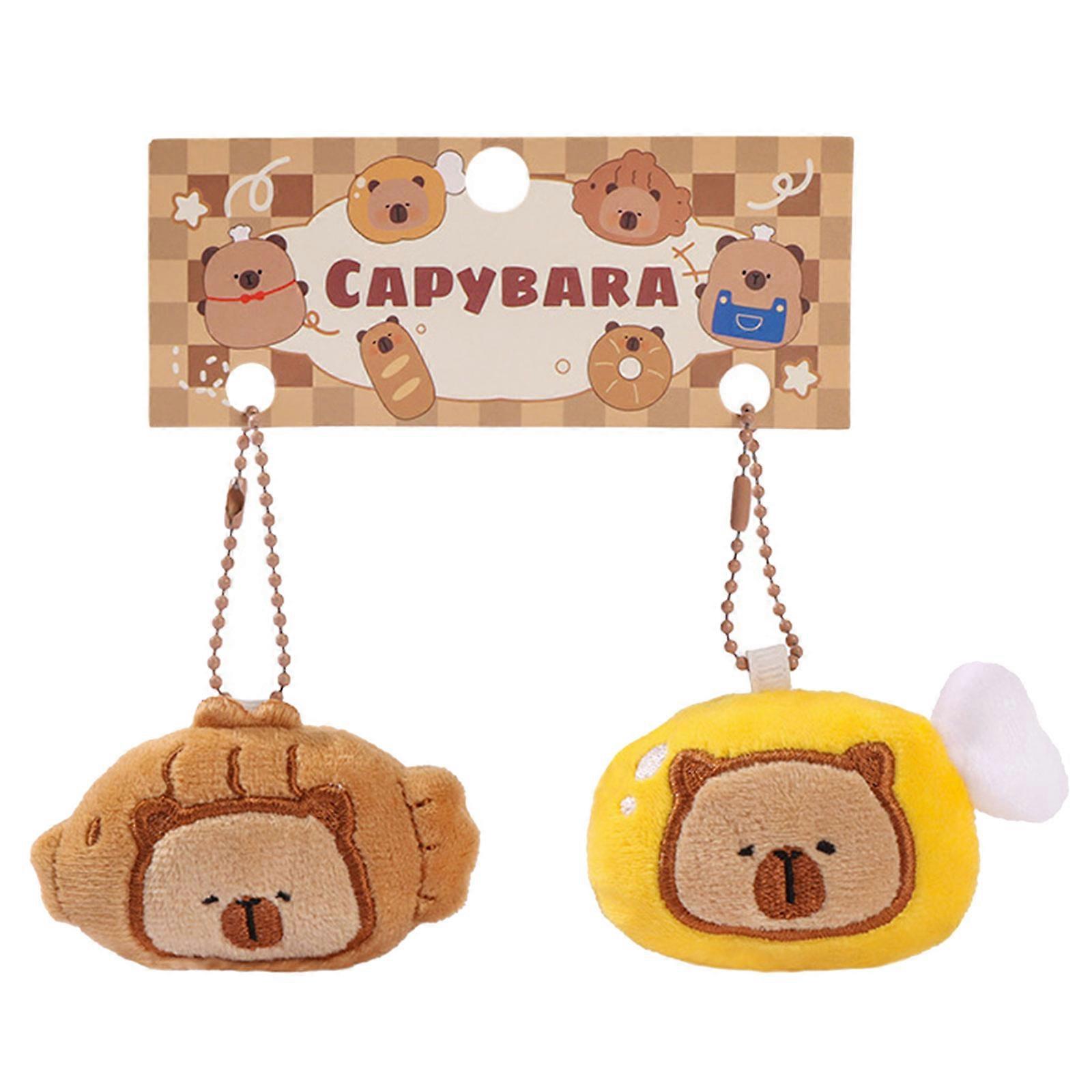 2Pcs Soft Capybara Plush Backpack Keychain Pendant for Unique Bag Decoration Colorful Keyring Charm Cartoon Shoulder Bag